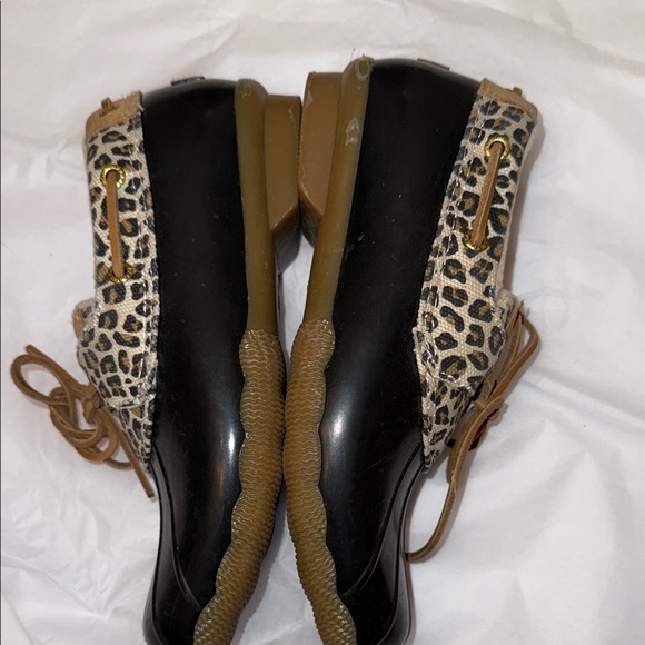 Sperry animal / cheetah Print waterproof Duck Shoes sz 6 1/2 rain boot winter - Picture 7 of 8